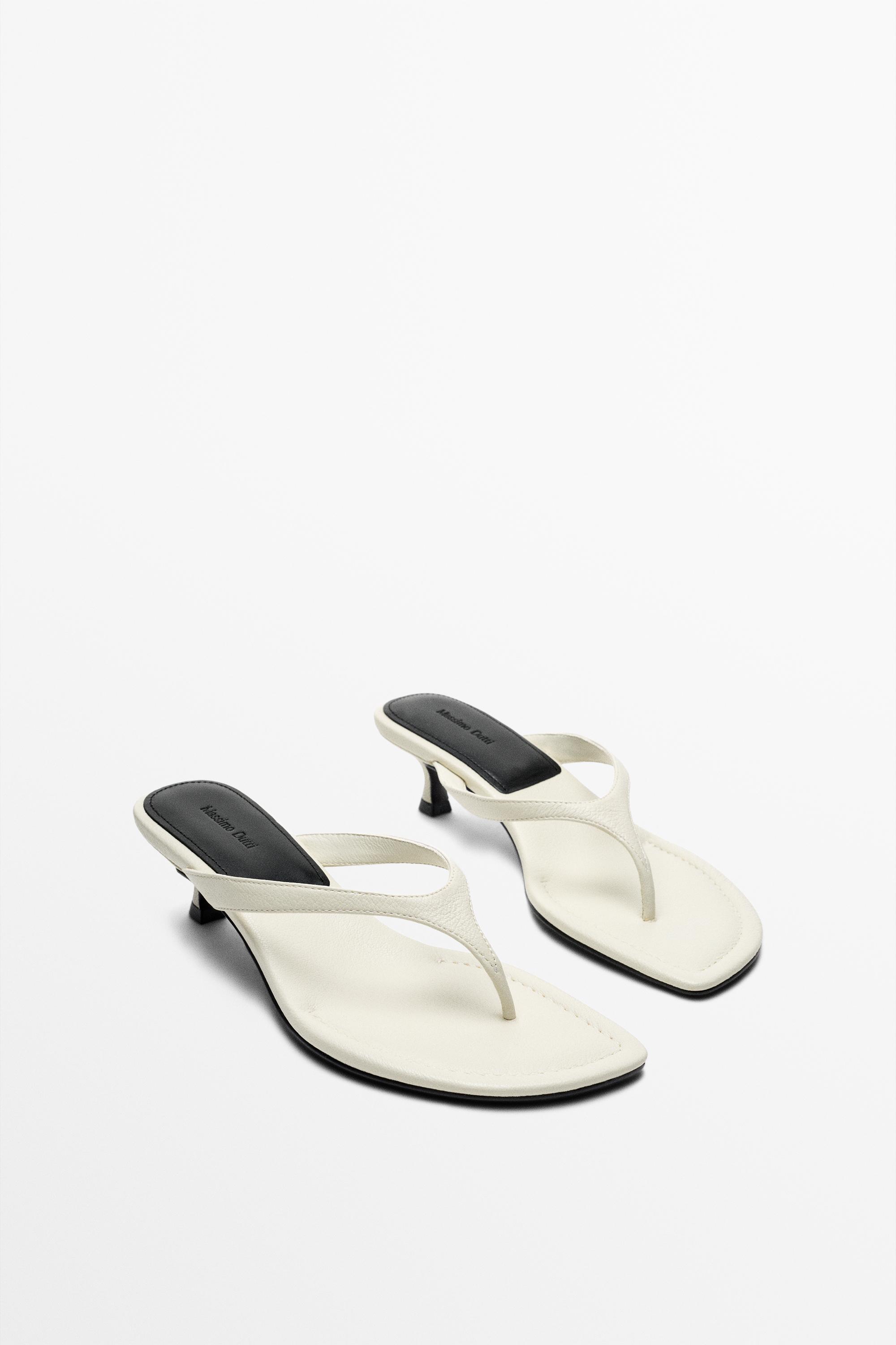 Sandale à talon en cuir